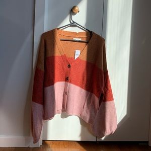 Striped button sweater